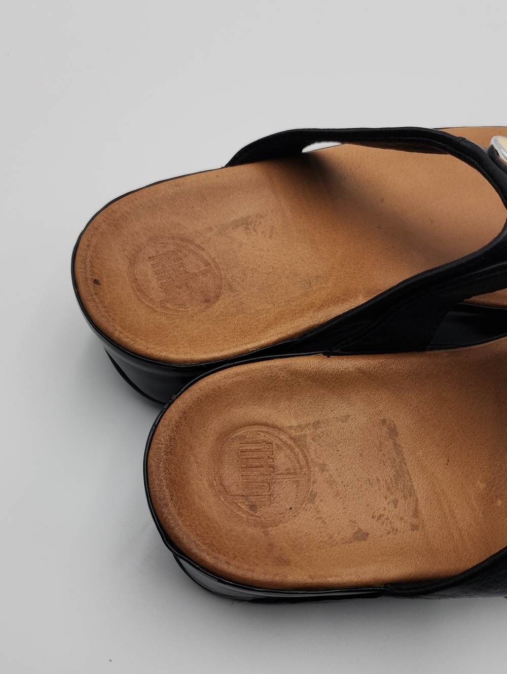 Fitflop Women’s Size 9 Pietra II Sandal Shoes Black Leather Thong Slip On - Picture 5 of 12